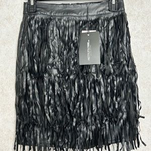 leather fringed mini skirt